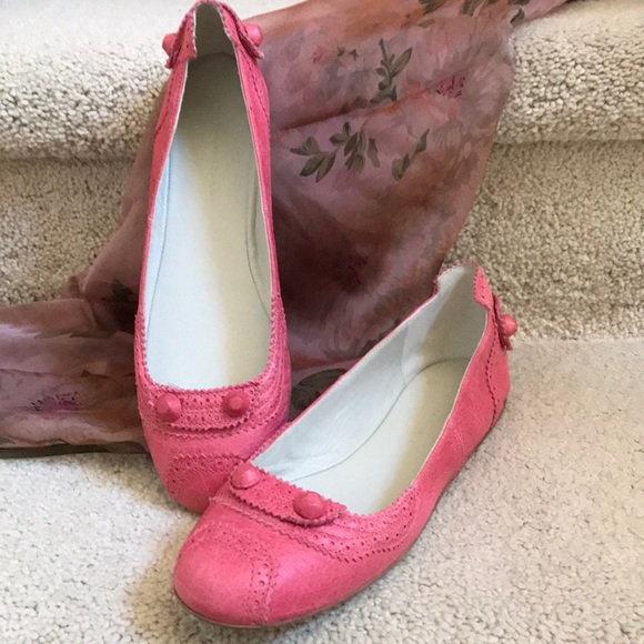 BALENCIAGA BALLERINA FLAT SHOE LIPSTICK PINK ALL LEATHER NEW CONDITION SZ 38 - Picture 4 of 8